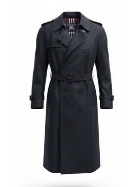 VTG Burberrys Navy Trench Coat Pristine Wool Liner 54 REG US 44 1989 Belt